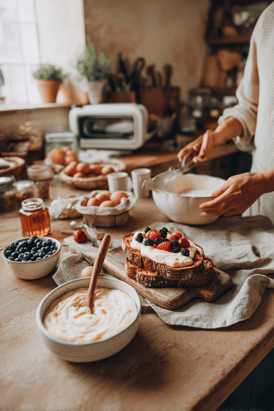 air fryer yogurt custard toast