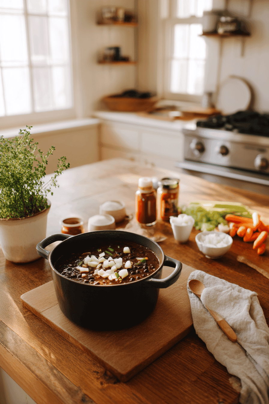 black bean and lentil soup