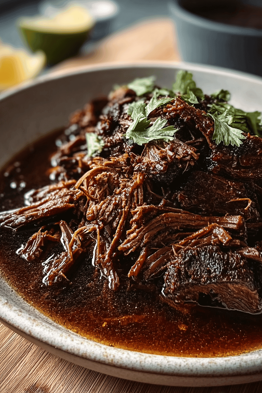 caramelized pulled beef brisket