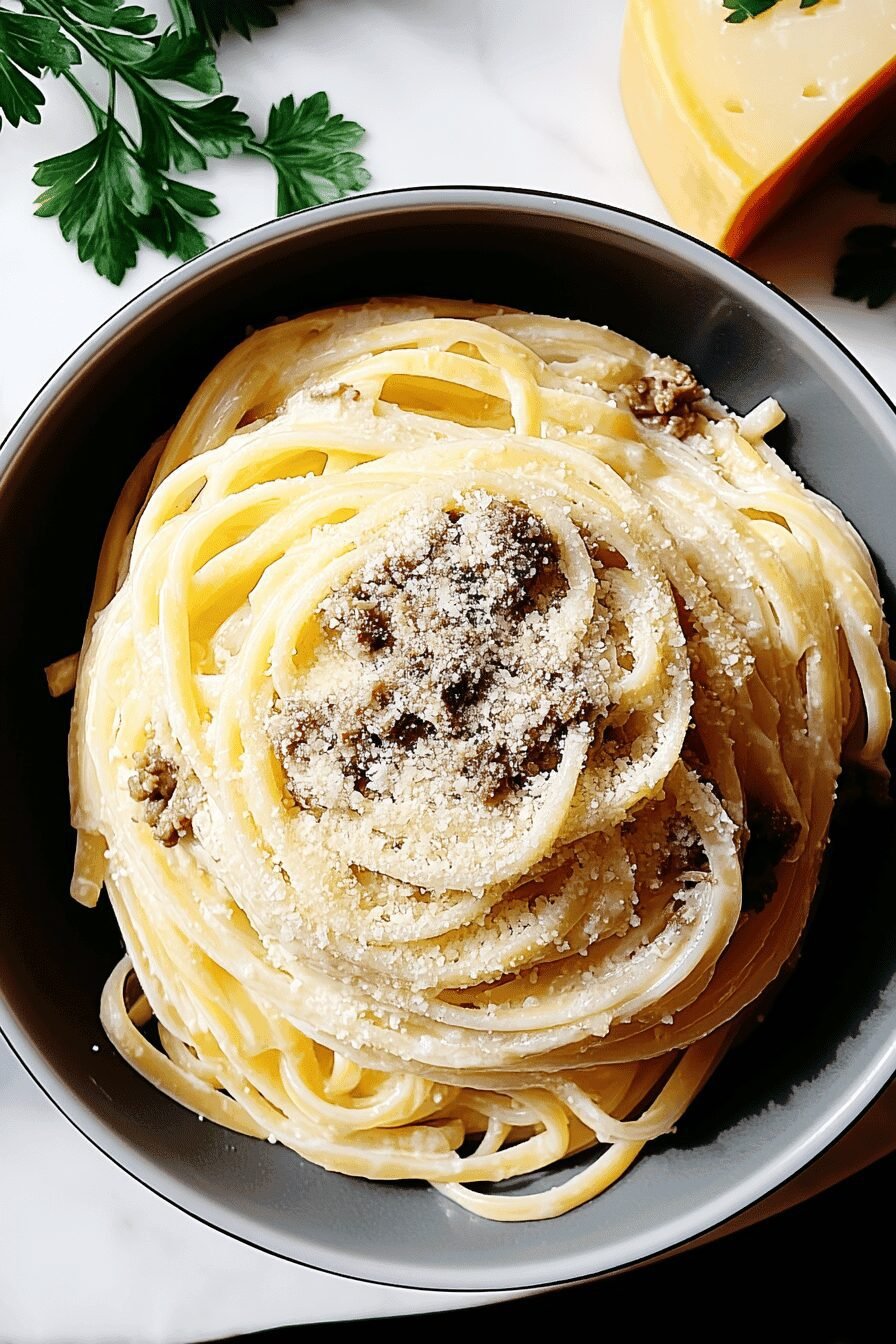 Cheesy Garlic Butter Linguine Pasta