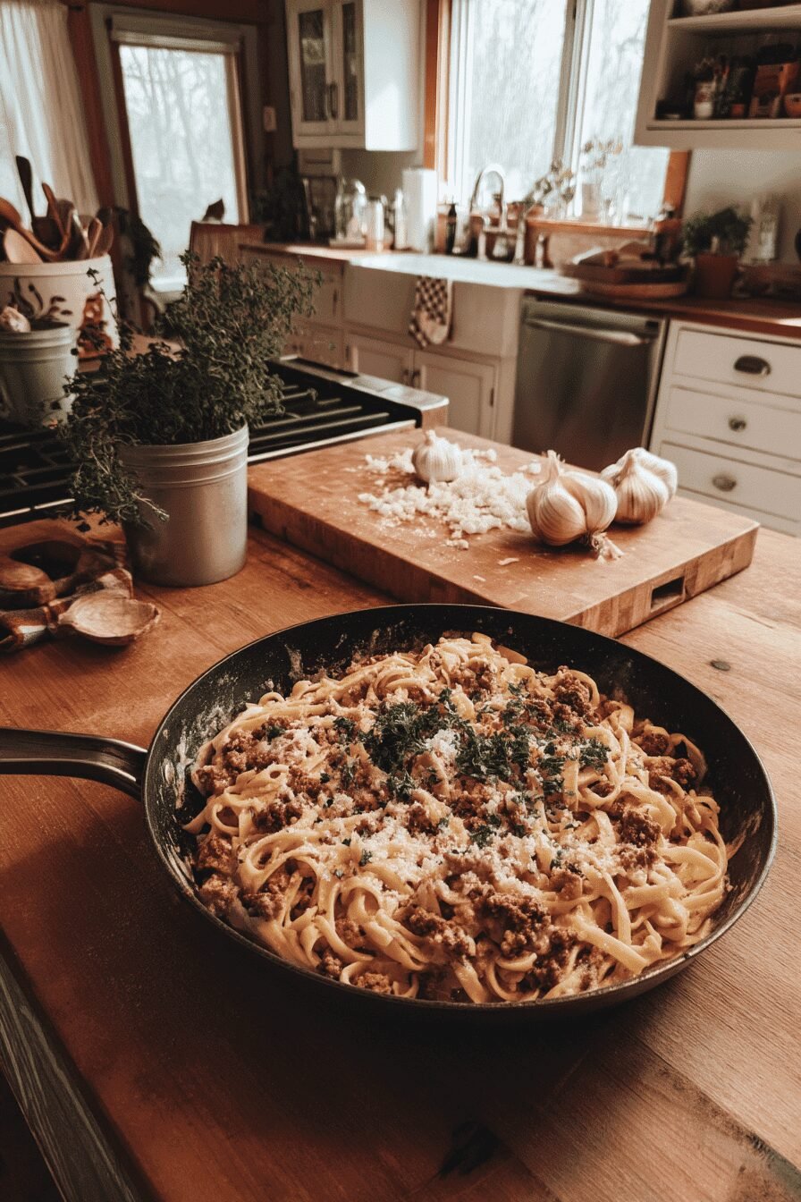 Cheesy Garlic Butter Linguine Pasta