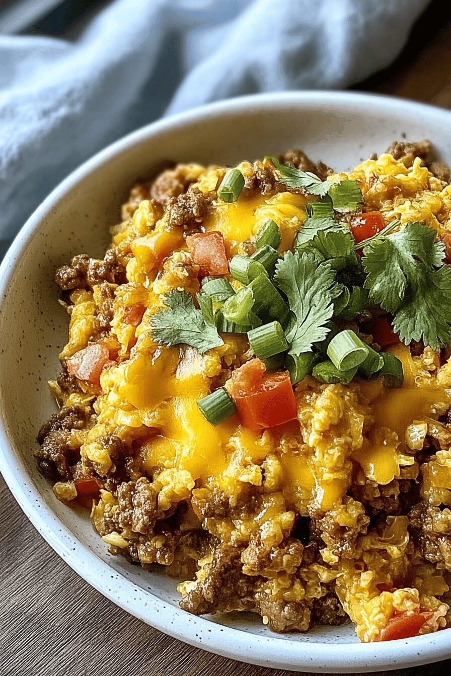 Cheesy Taco Ground Beef Cauliflower Rice