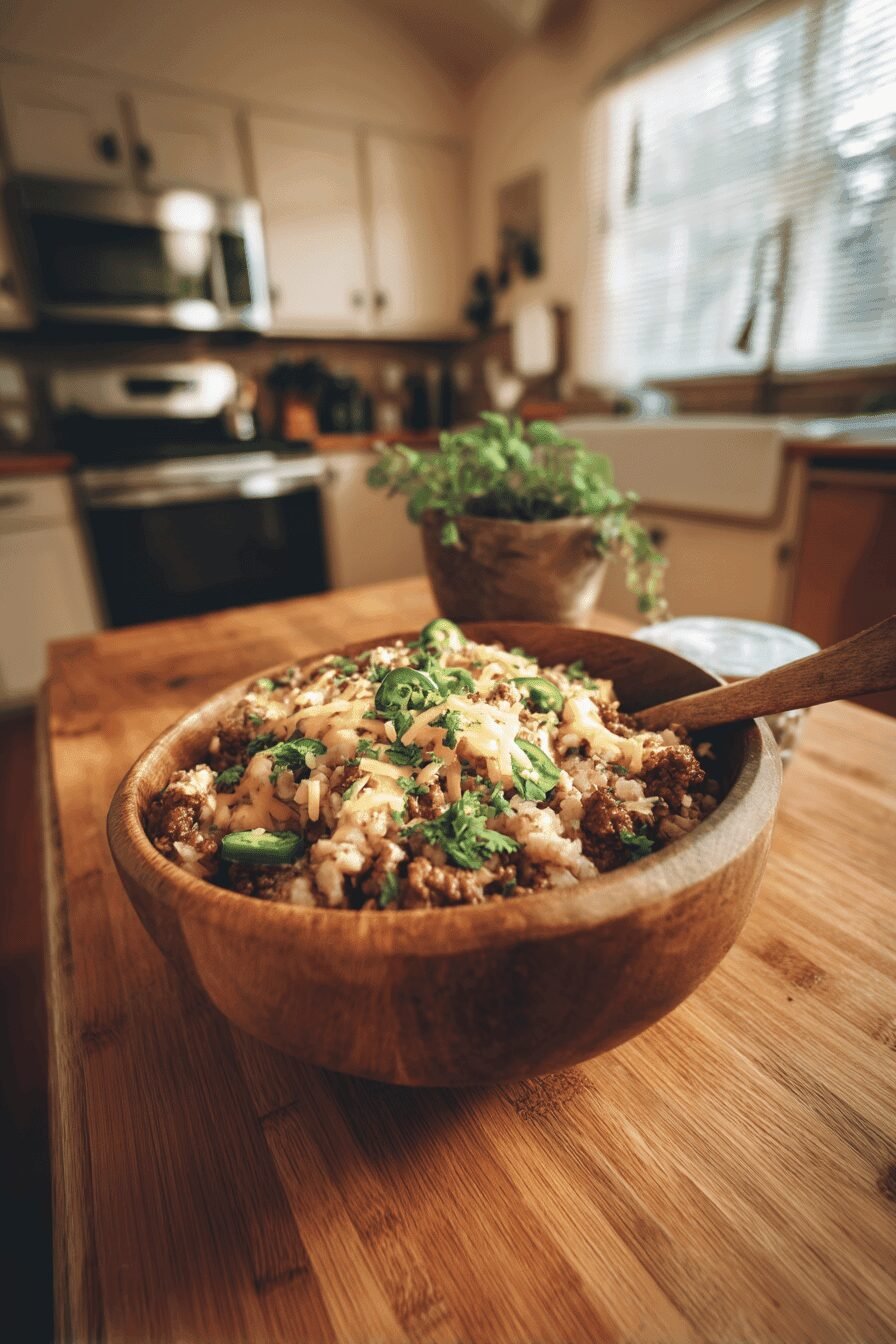 Cheesy Taco Ground Beef Cauliflower Rice