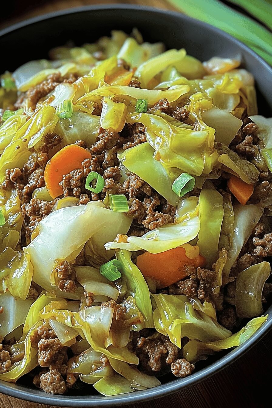 Chinese Ground Beef Cabbage Stir Fry