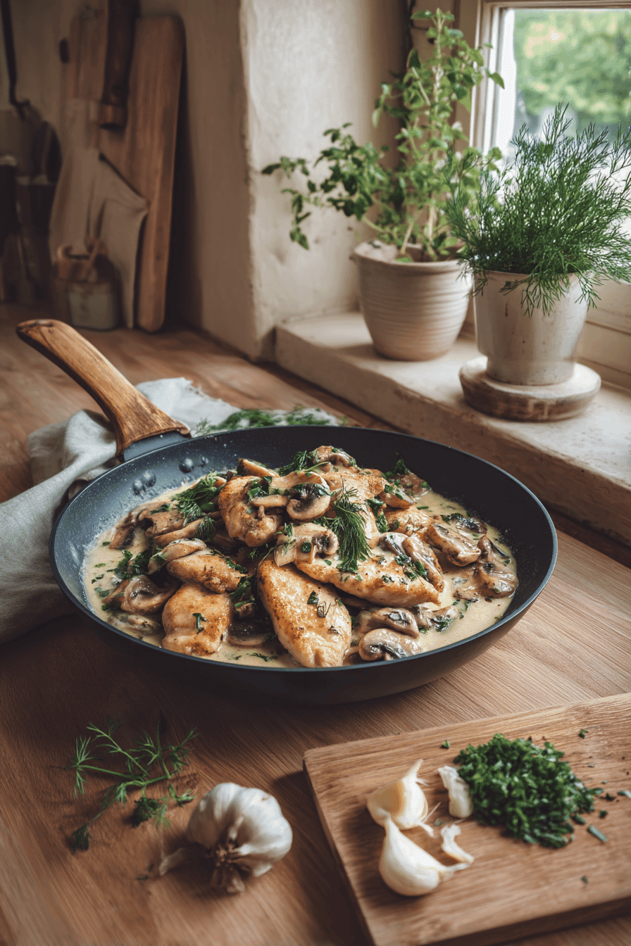 creamy herb mushroom chicken