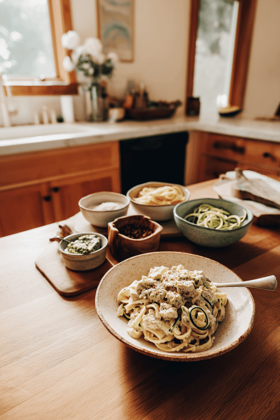 creamy tuna pesto pasta