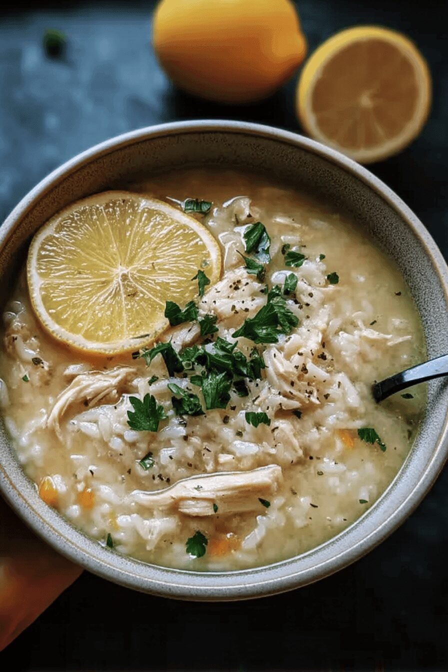 Greek Chicken And Rice Lemon Soup