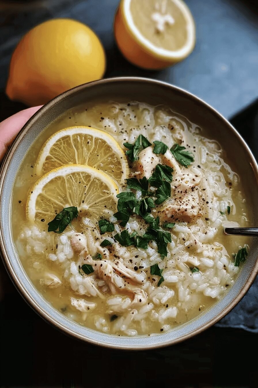 Greek Chicken And Rice Lemon Soup