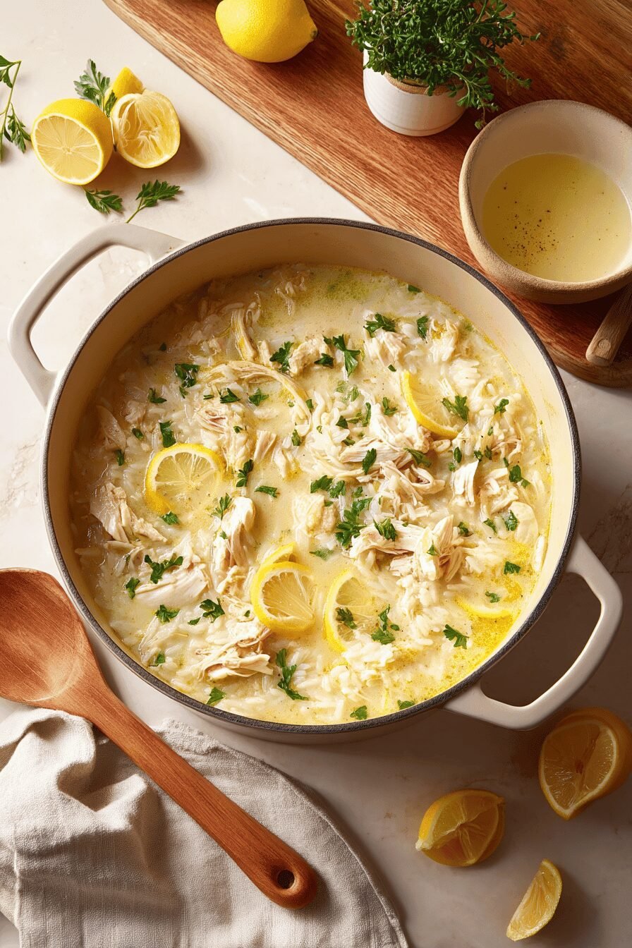 Greek Chicken And Rice Lemon Soup