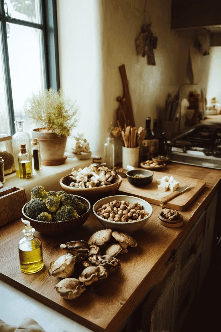 Sauteed Mushrooms With Broccoli