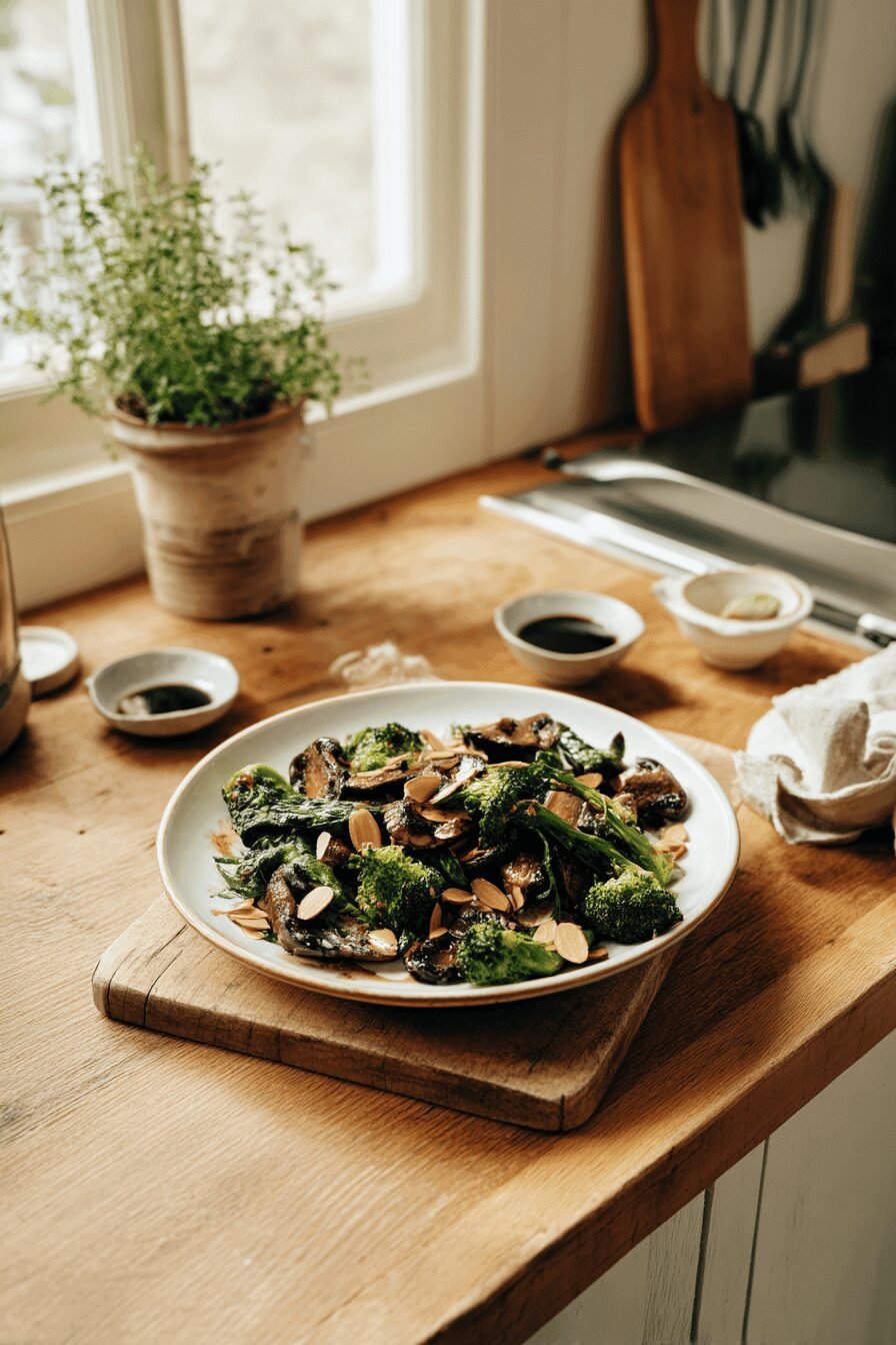 Sauteed Mushrooms With Broccoli