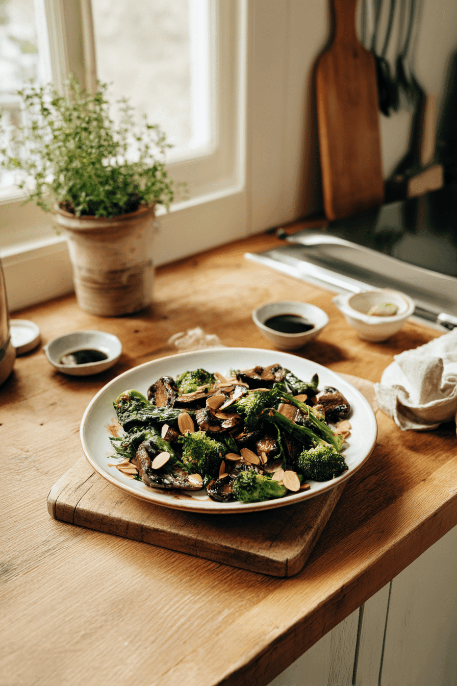sauteed mushrooms with broccoli