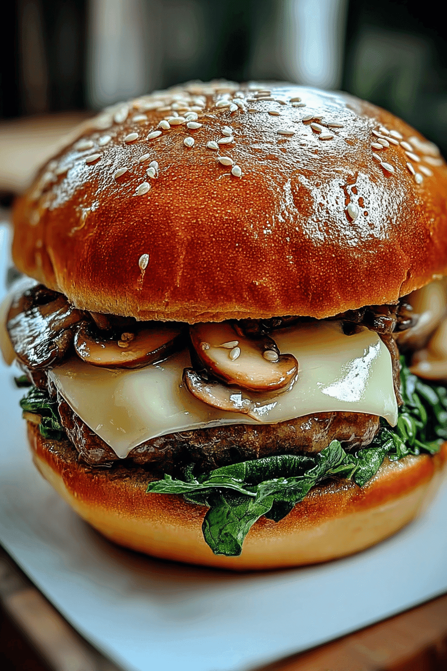 swiss mushroom burger