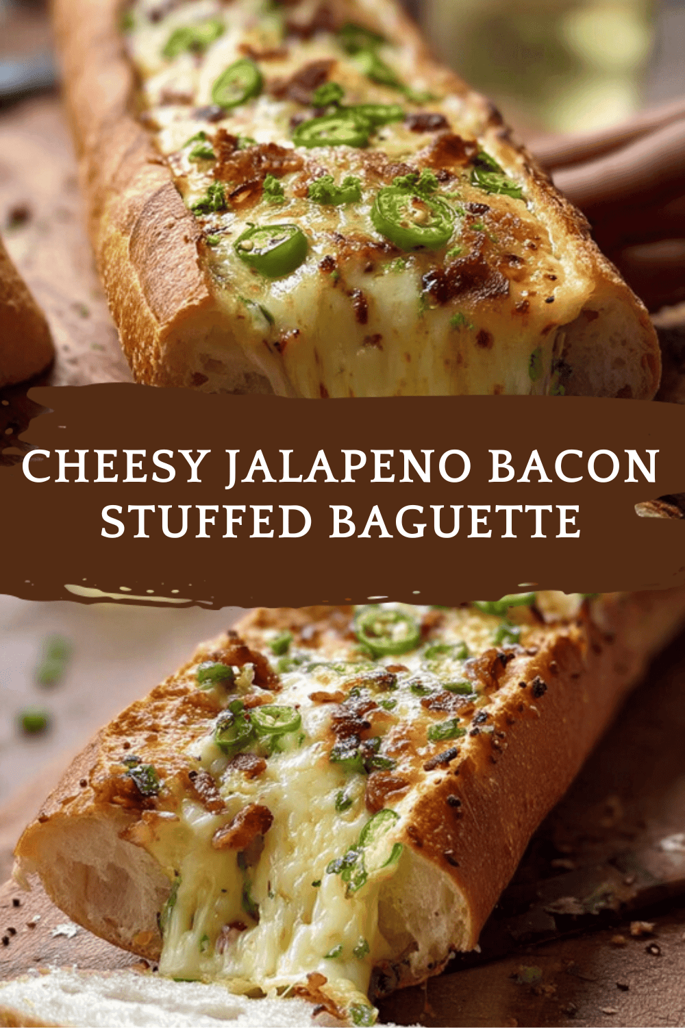 Cheesy Jalapeno Bacon Stuffed Baguette