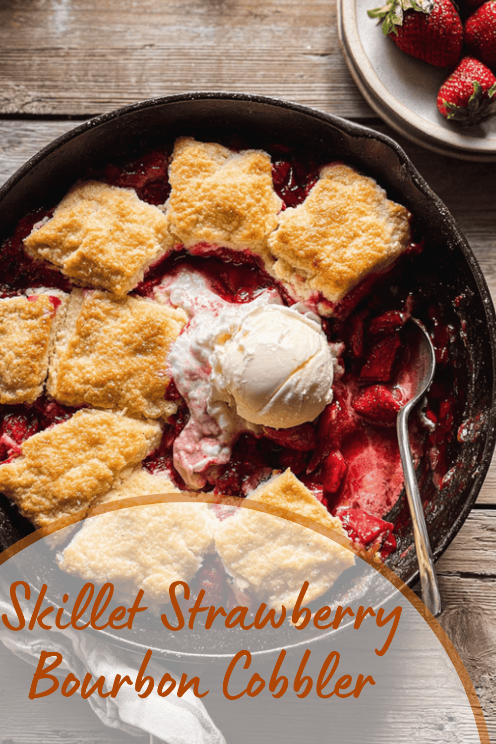 Skillet Strawberry Bourbon Cobbler