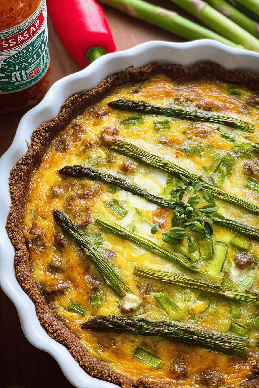 Spicy Sausage Asparagus Quiche