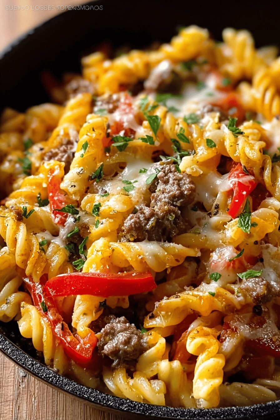 Philly Cheesesteak Pasta Skillet Recipe For Quick Flavorful Dinners 6 Cheesesteak Pasta