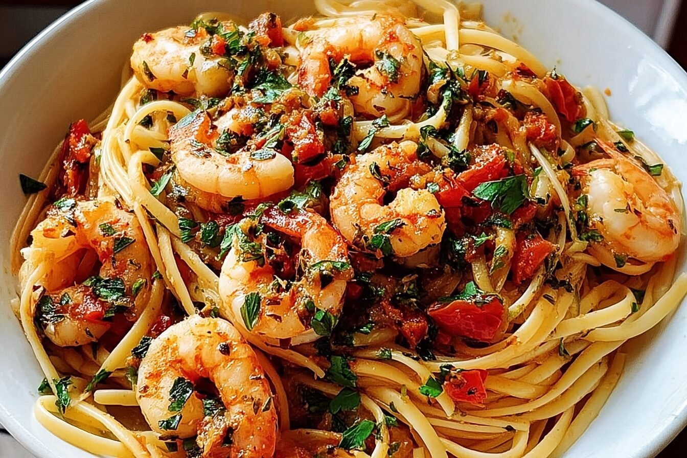 Chilli Garlic Prawn Pasta