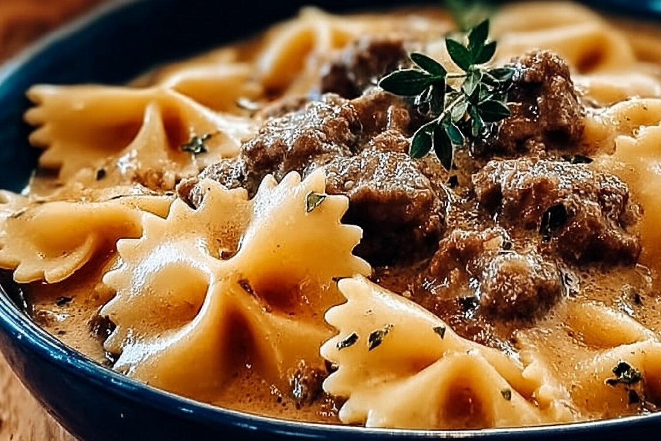 Creamy Beef And Bowtie Pasta