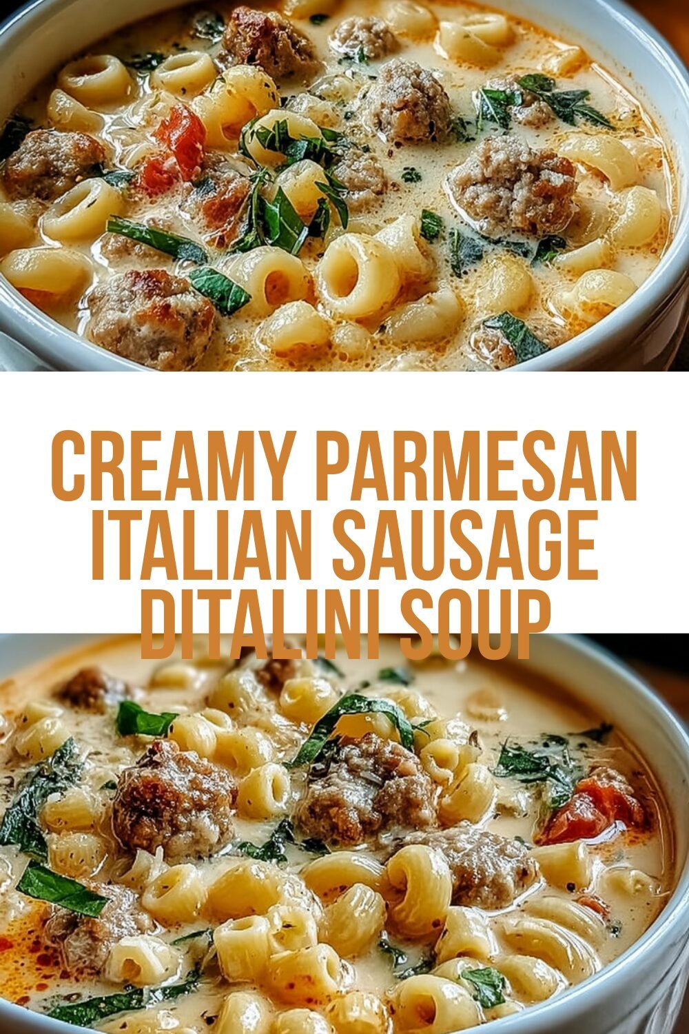 Creamy Parmesan Italian Sausage Ditalini Soup