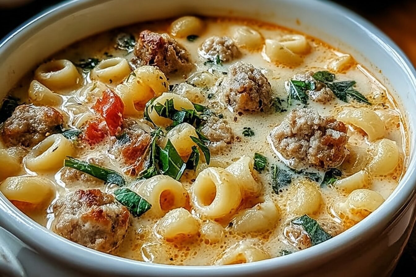 Creamy Parmesan Italian Sausage Ditalini Soup