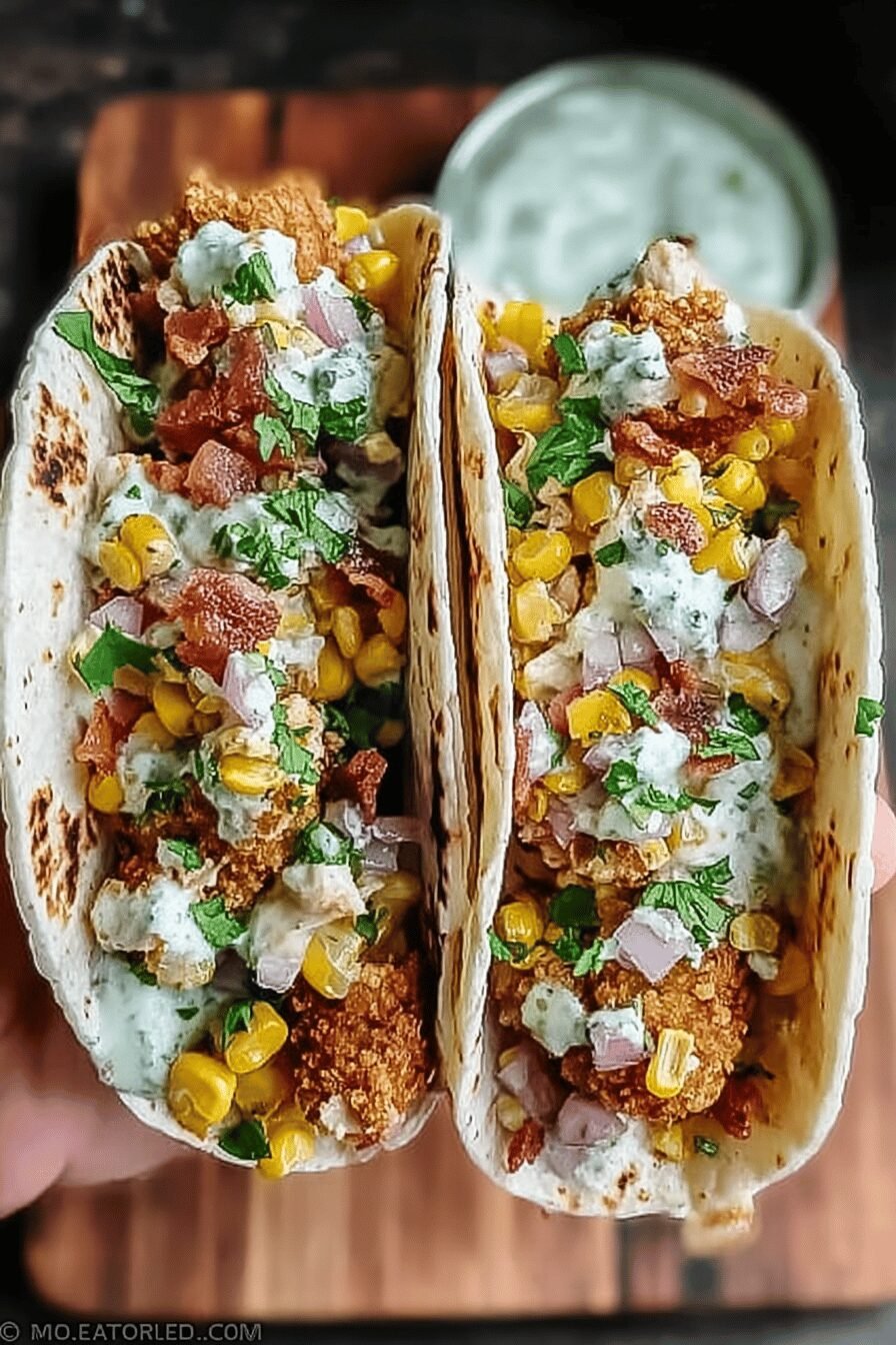 Fried Chicken Street Corn Tacos