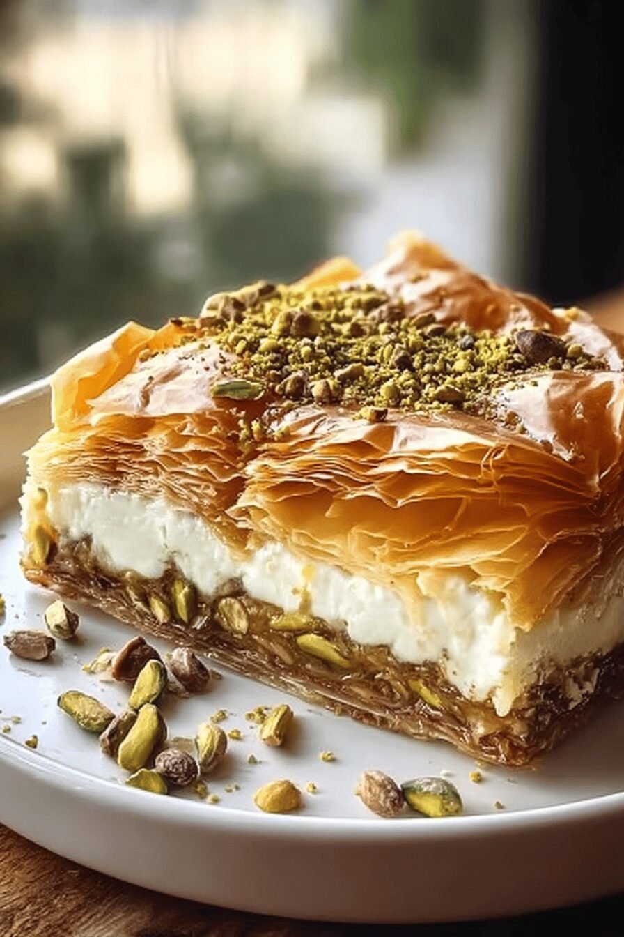 Honey Baklava Cheesecake Recipe With Nutty Crisp Layers And Creamy Filling 6 Honey Pistachio Baklava Cheesecake