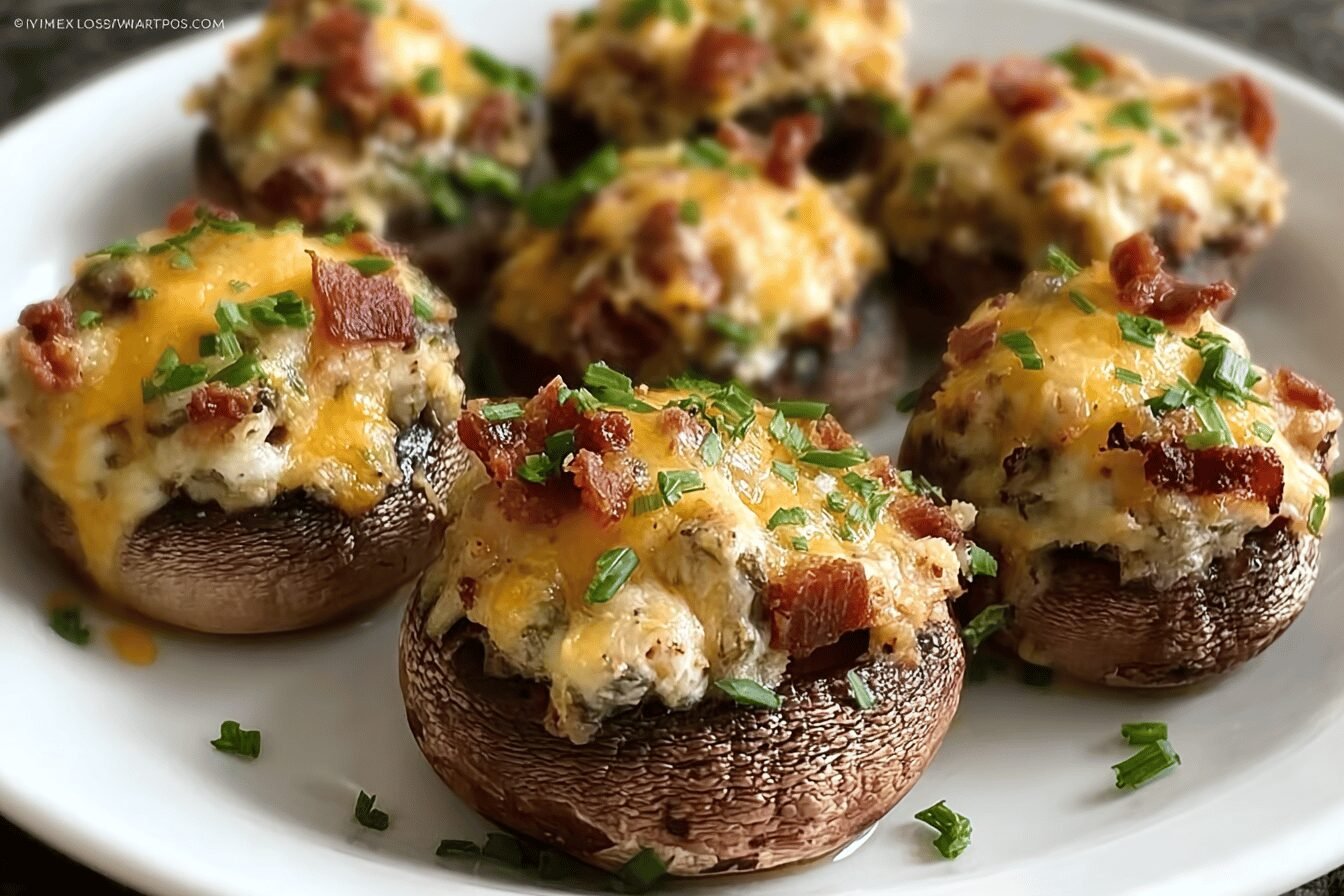 Jalapeno Popper Stuffed Mushrooms