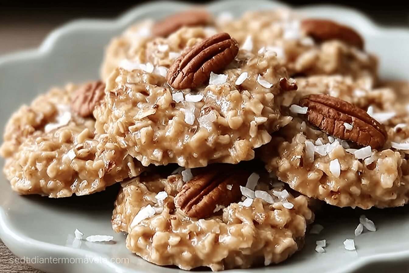 No Bake Pecan Coconut Praline Cookies