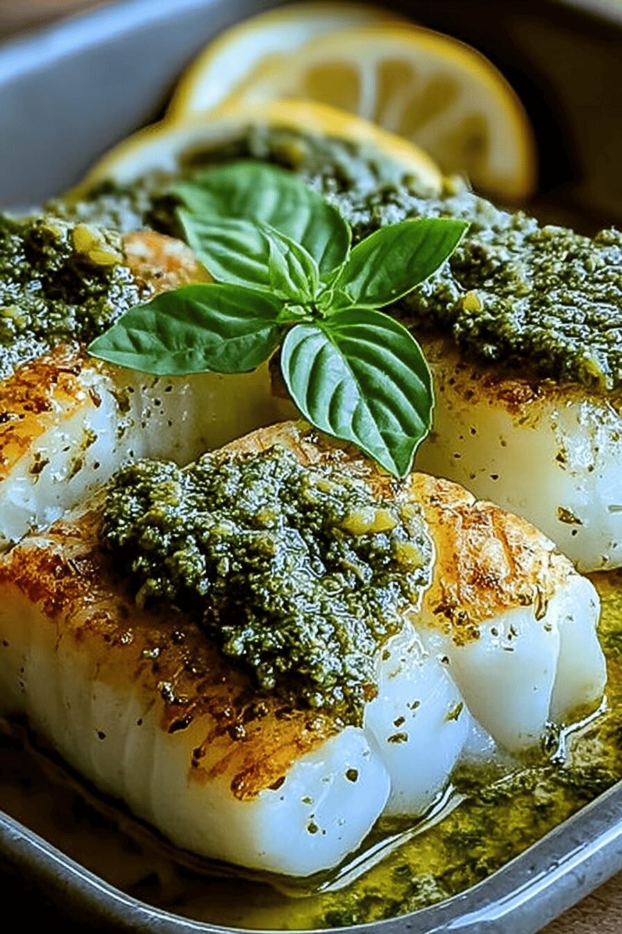 Pesto Parmesan Baked Cod