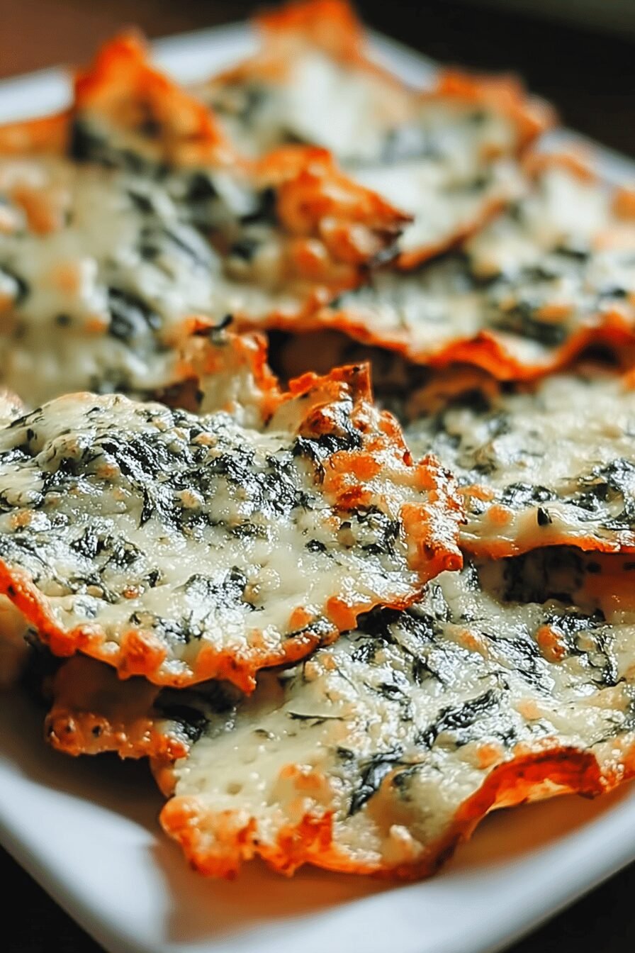 Spinach Dip Cheese Crisps