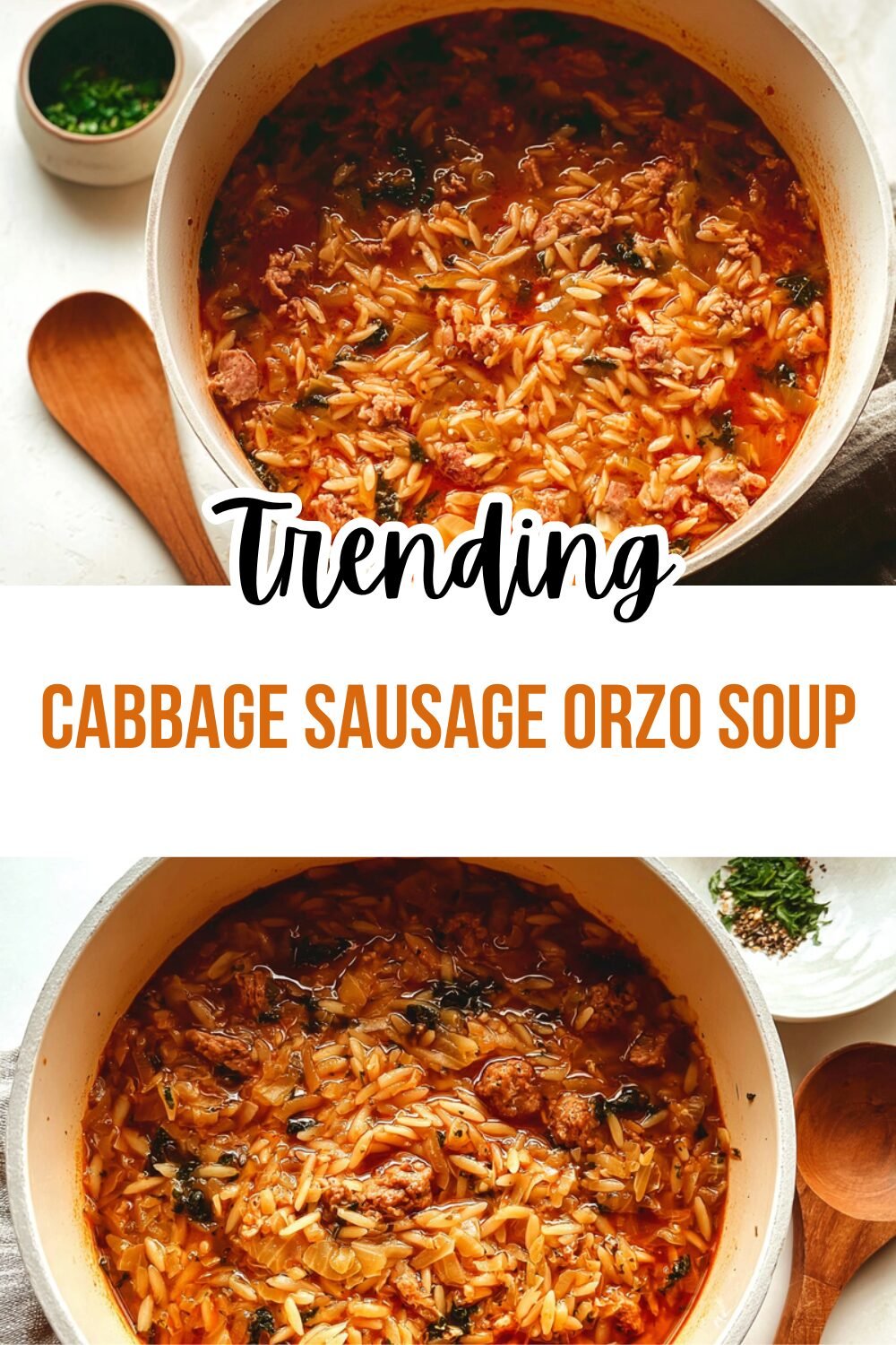 Cabbage Sausage Orzo Soup