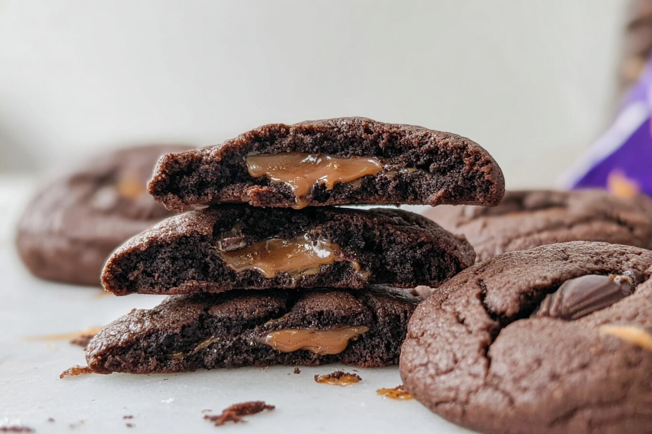 Caramel Stuffed Chocolate Cookies