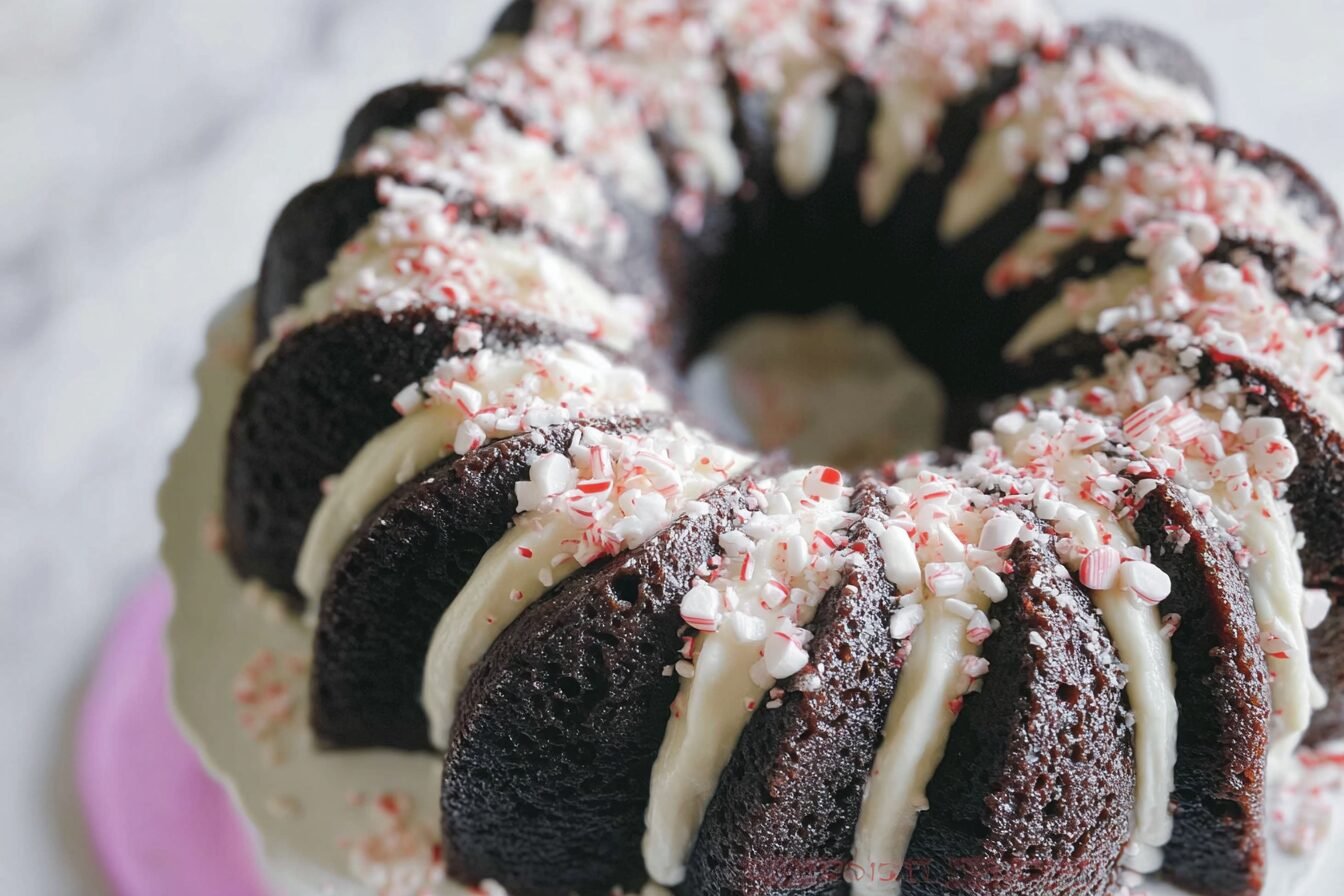 Dark Chocolate Peppermint Bundt Cake
