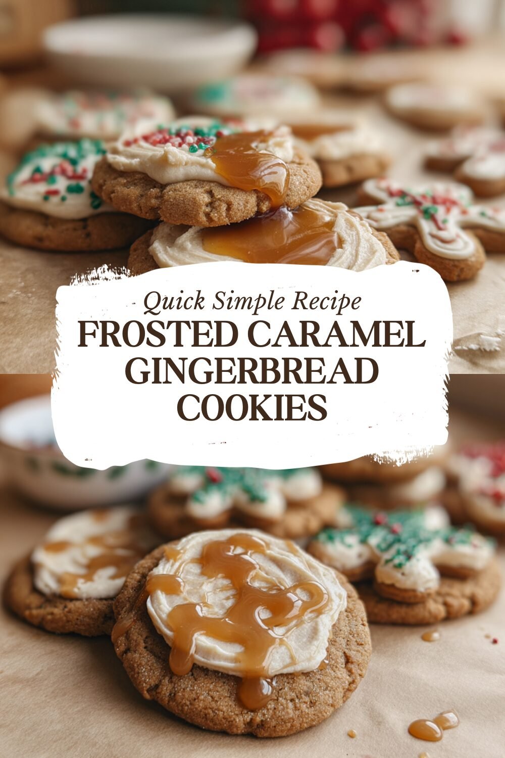 Frosted Caramel Gingerbread Cookies