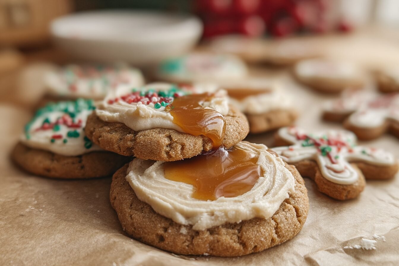 Frosted Caramel Gingerbread Cookies