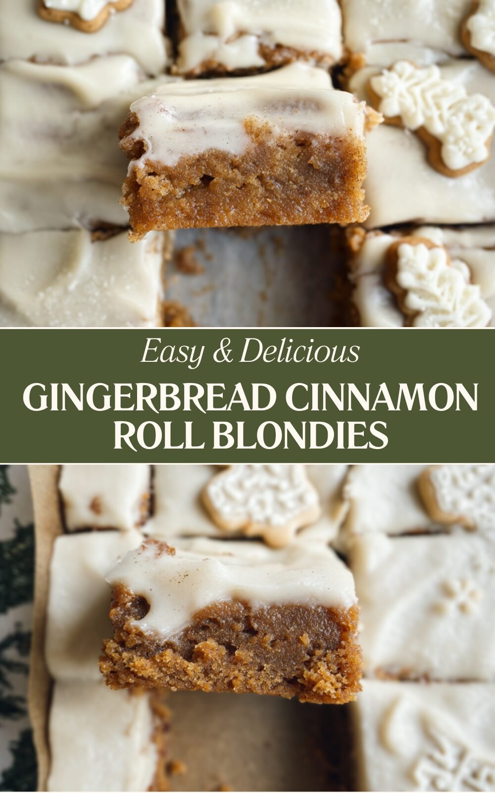 Gingerbread Cinnamon Roll Blondies