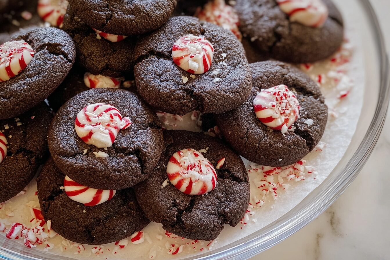 Peppermint Kiss Chocolate Cookies