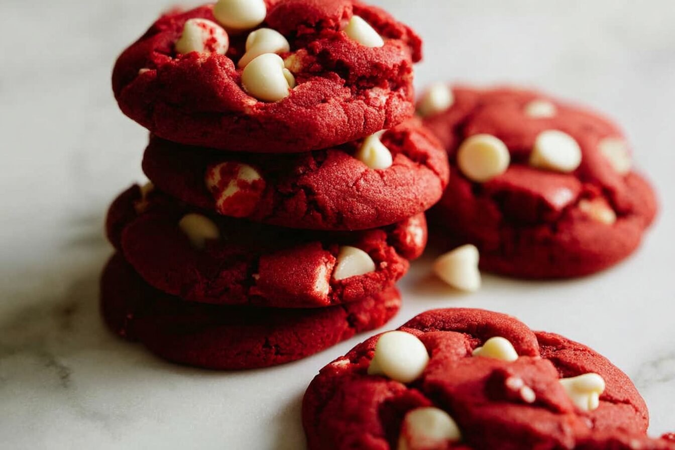 Red Velvet White Chocolate Chip Cookies