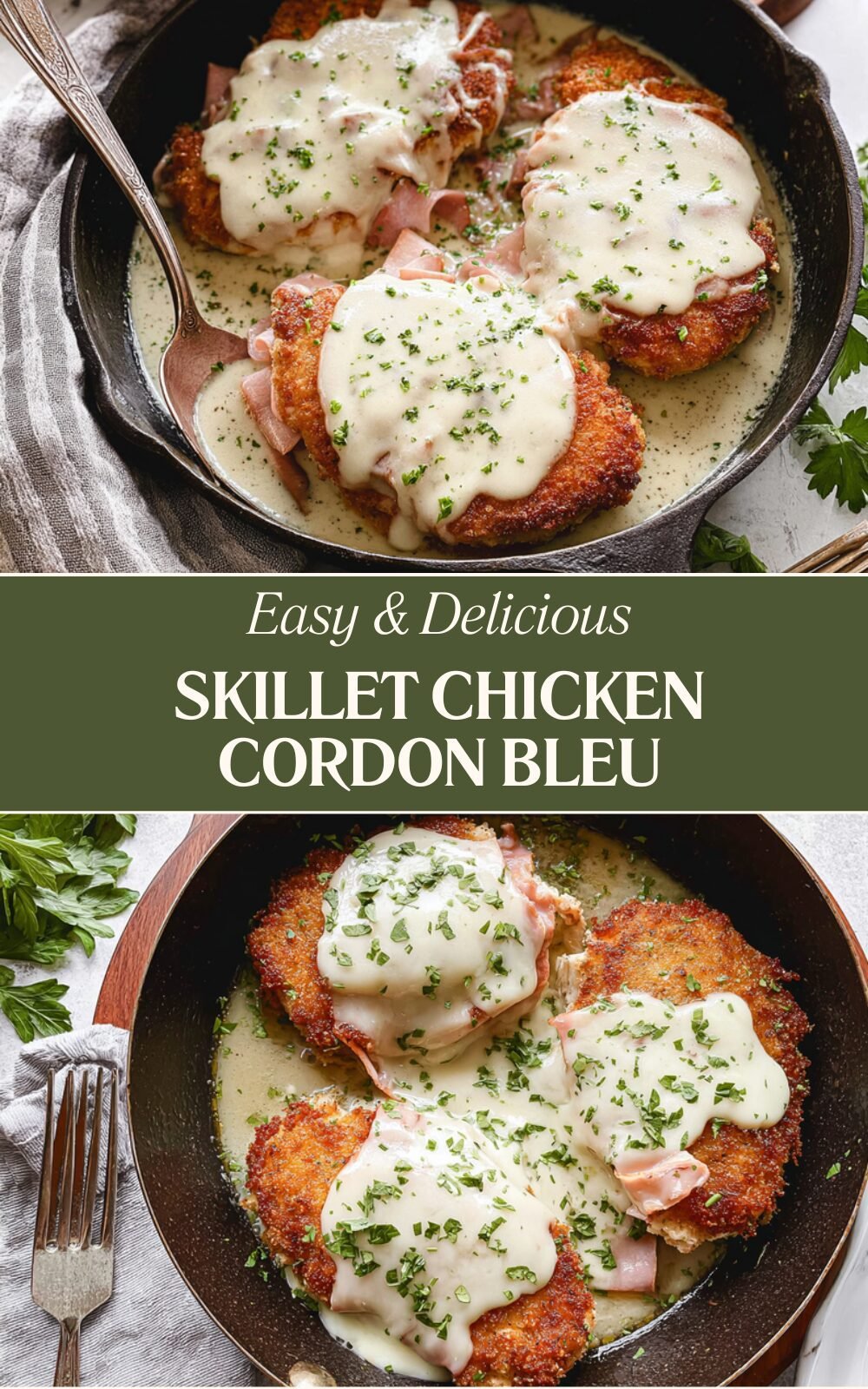 Skillet Chicken Cordon Bleu Recipe With Crispy Golden Crust 7 Skillet Chicken Cordon Bleu