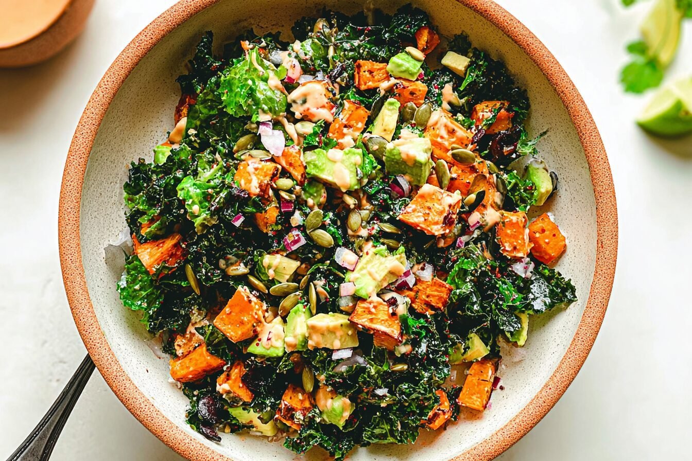 Sweet Potato Avocado Kale Salad