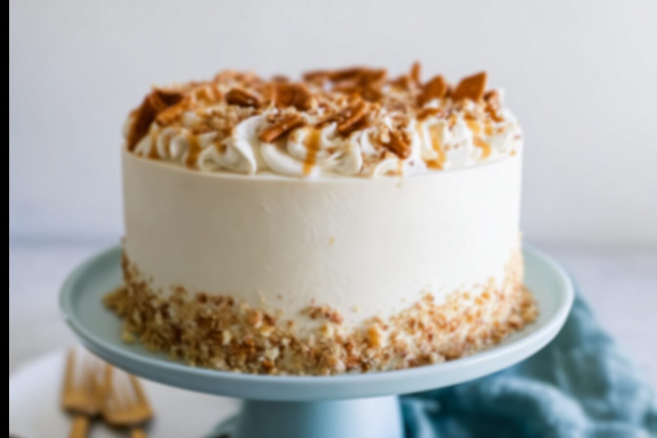 White Chocolate Caramel Pretzel Cake
