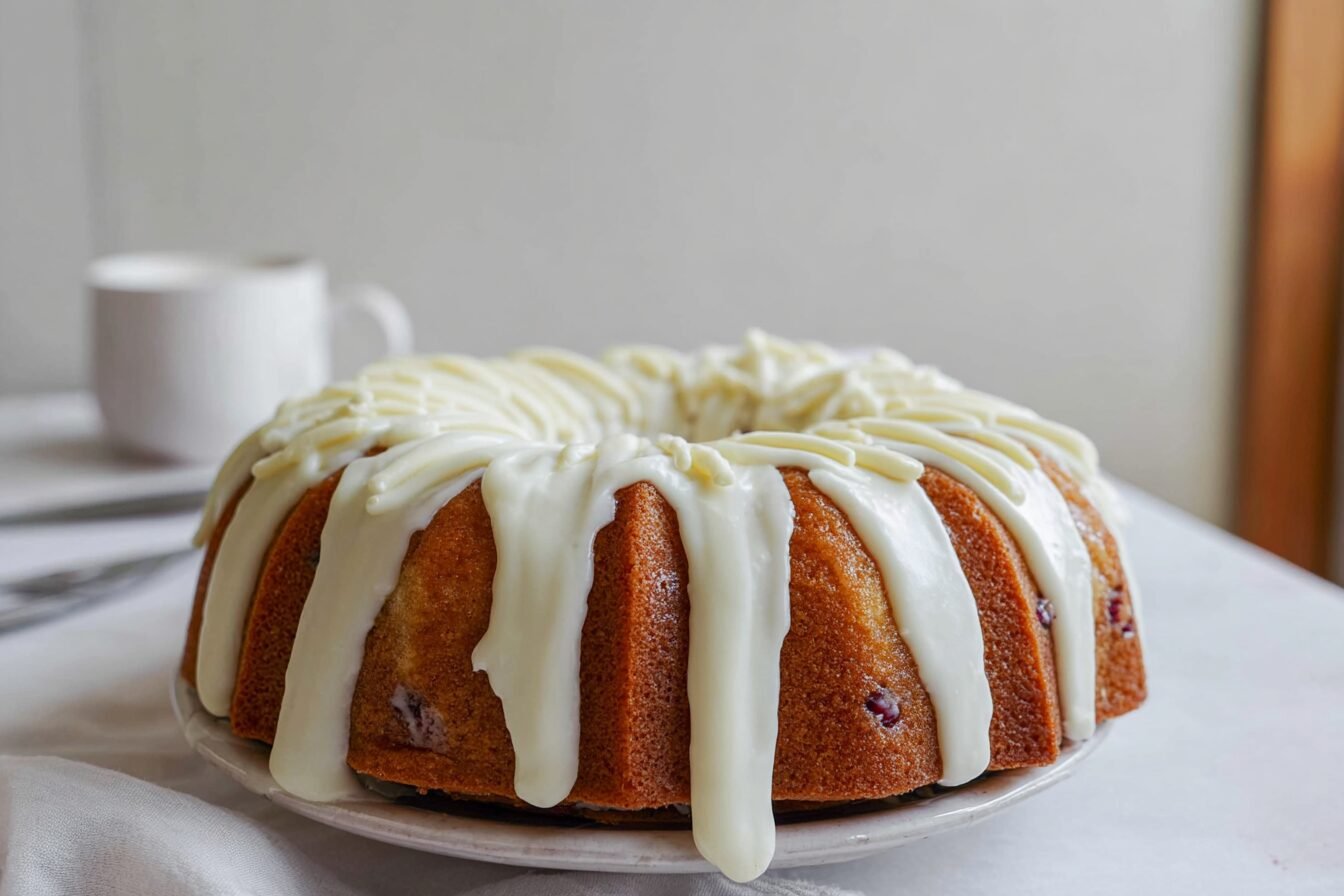 White Chocolate Raspberry Bundt Cake
