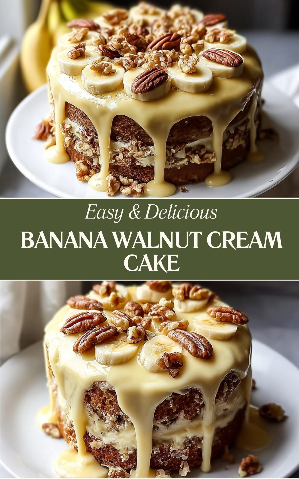 Banana Walnut Cream Cake