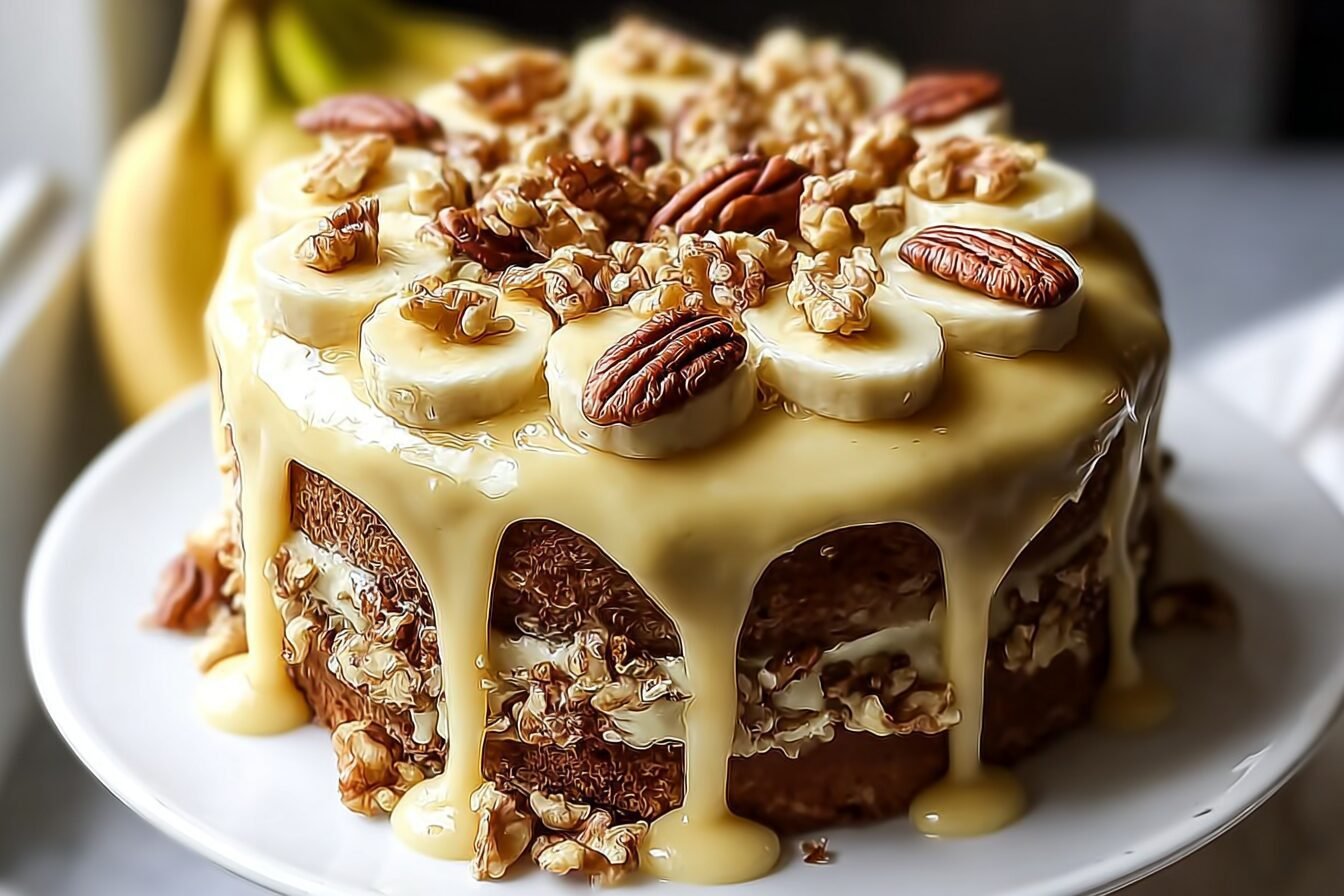 Banana Walnut Cream Cake
