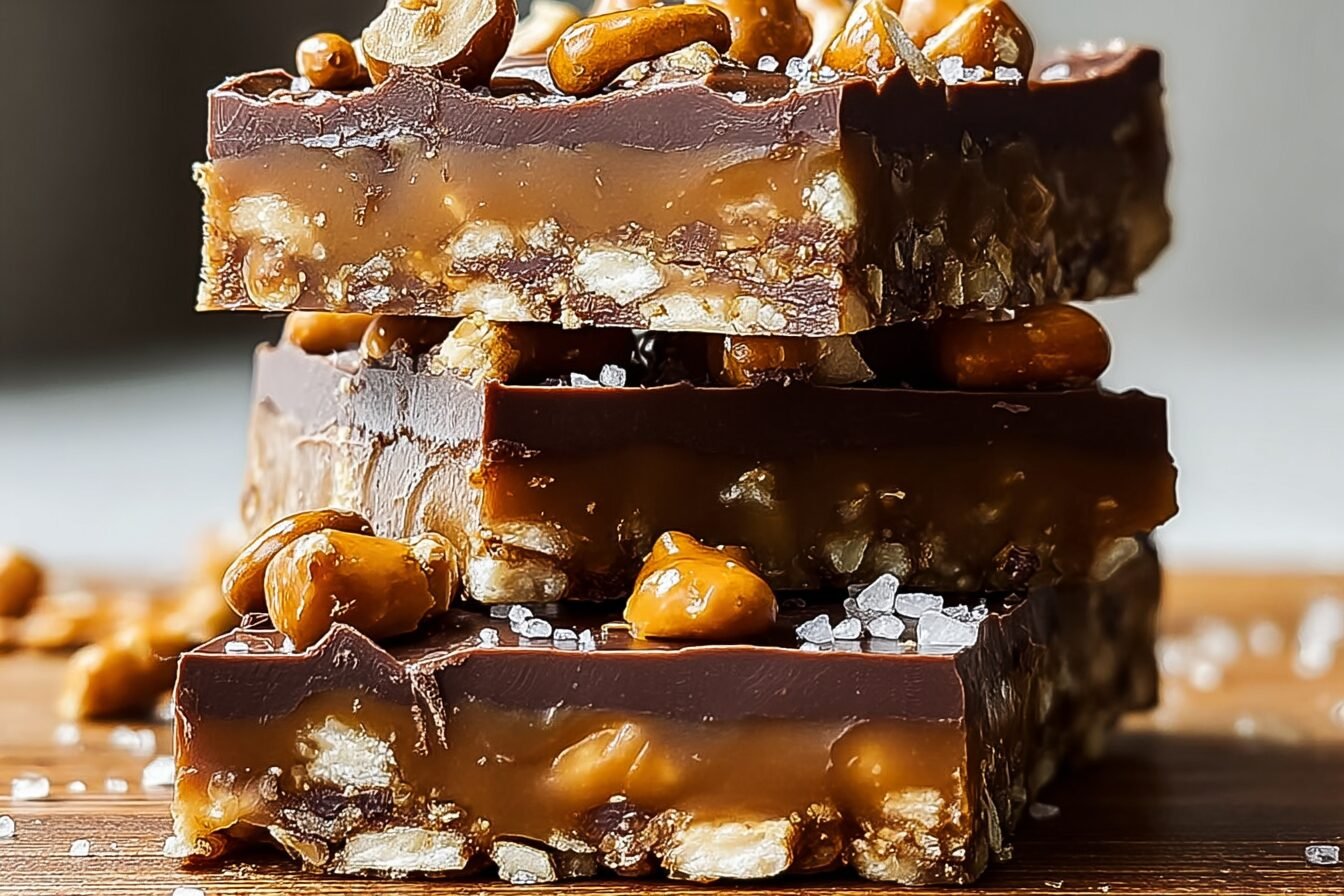 Chocolate Caramel Coffee Pretzel Bars