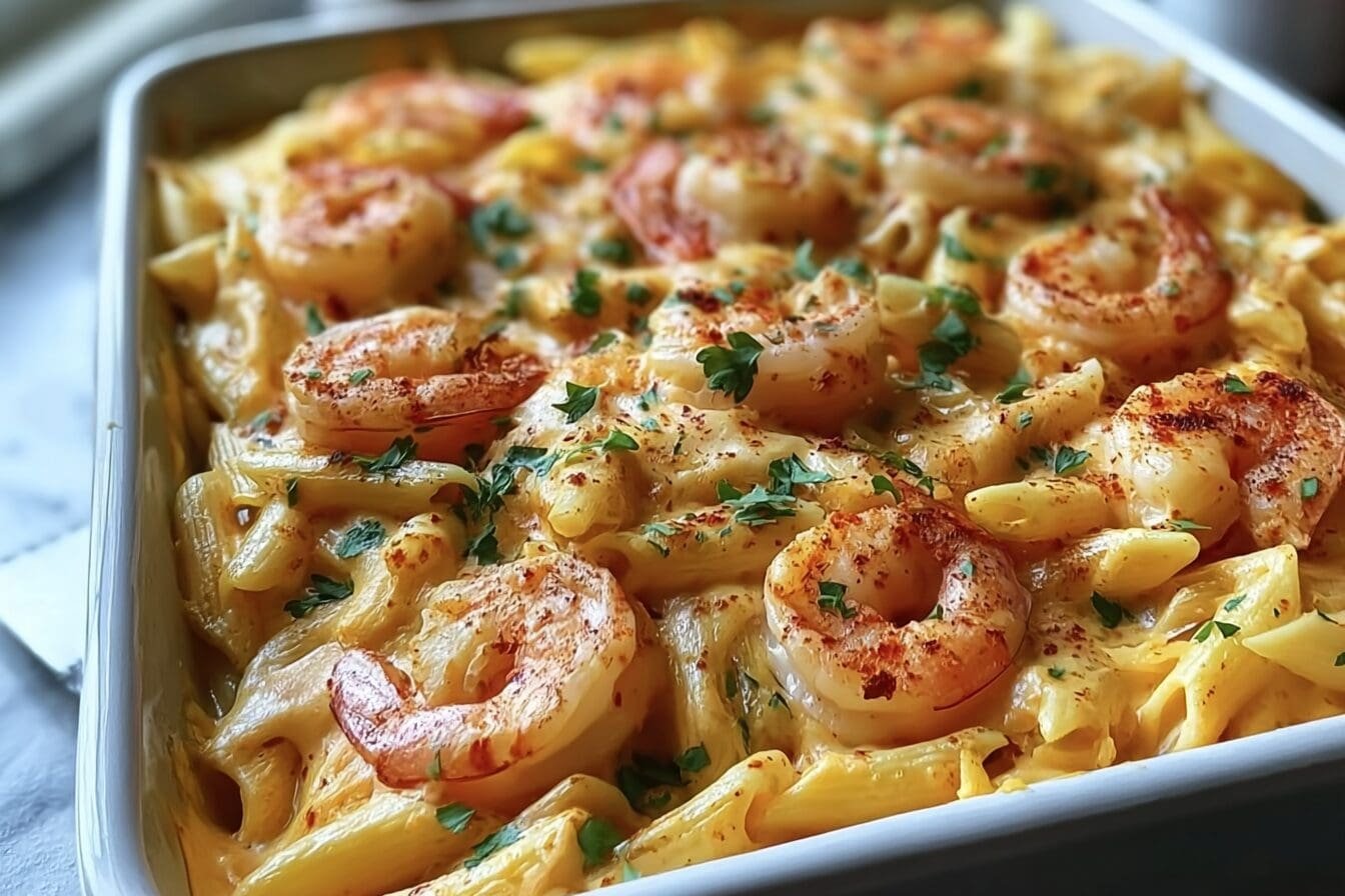 Creamy Cajun Shrimp Pasta Bake Recipe With Spicy Flavor