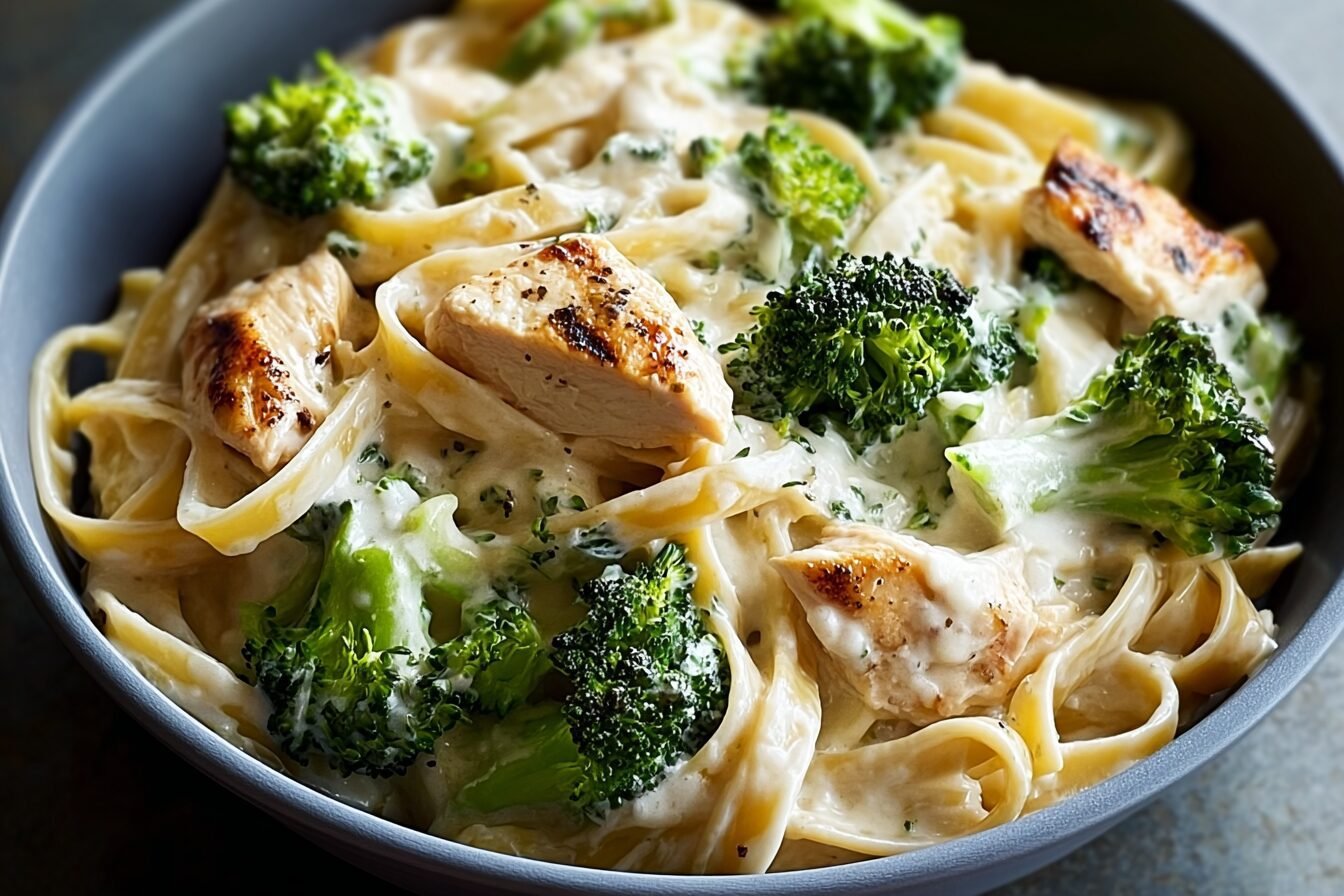 Creamy Chicken Alfredo Fettuccine With Broccoli