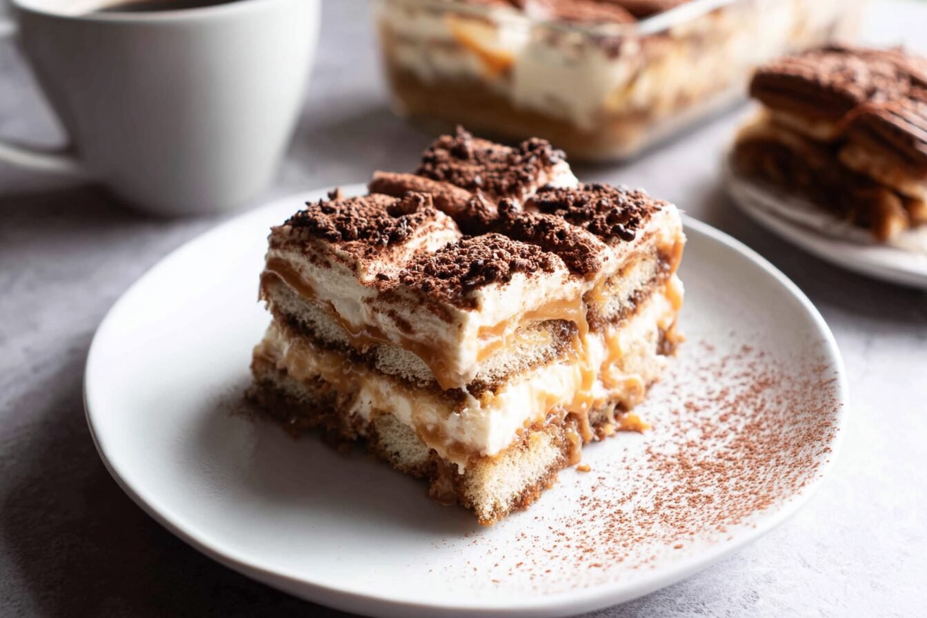 Eggless Caramel Tiramisu