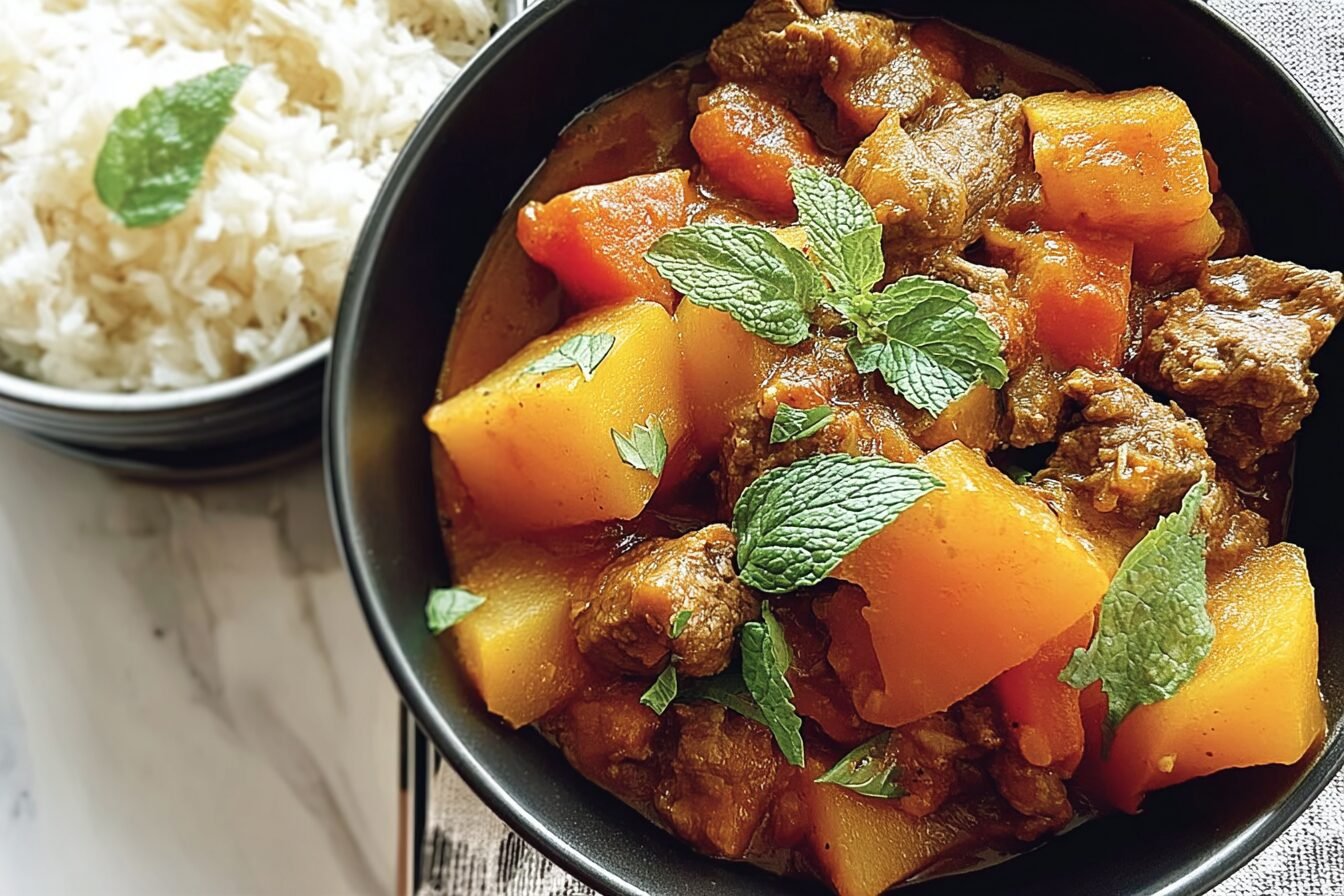 Slow Cooker Moroccan Parsnip Lamb Casserole